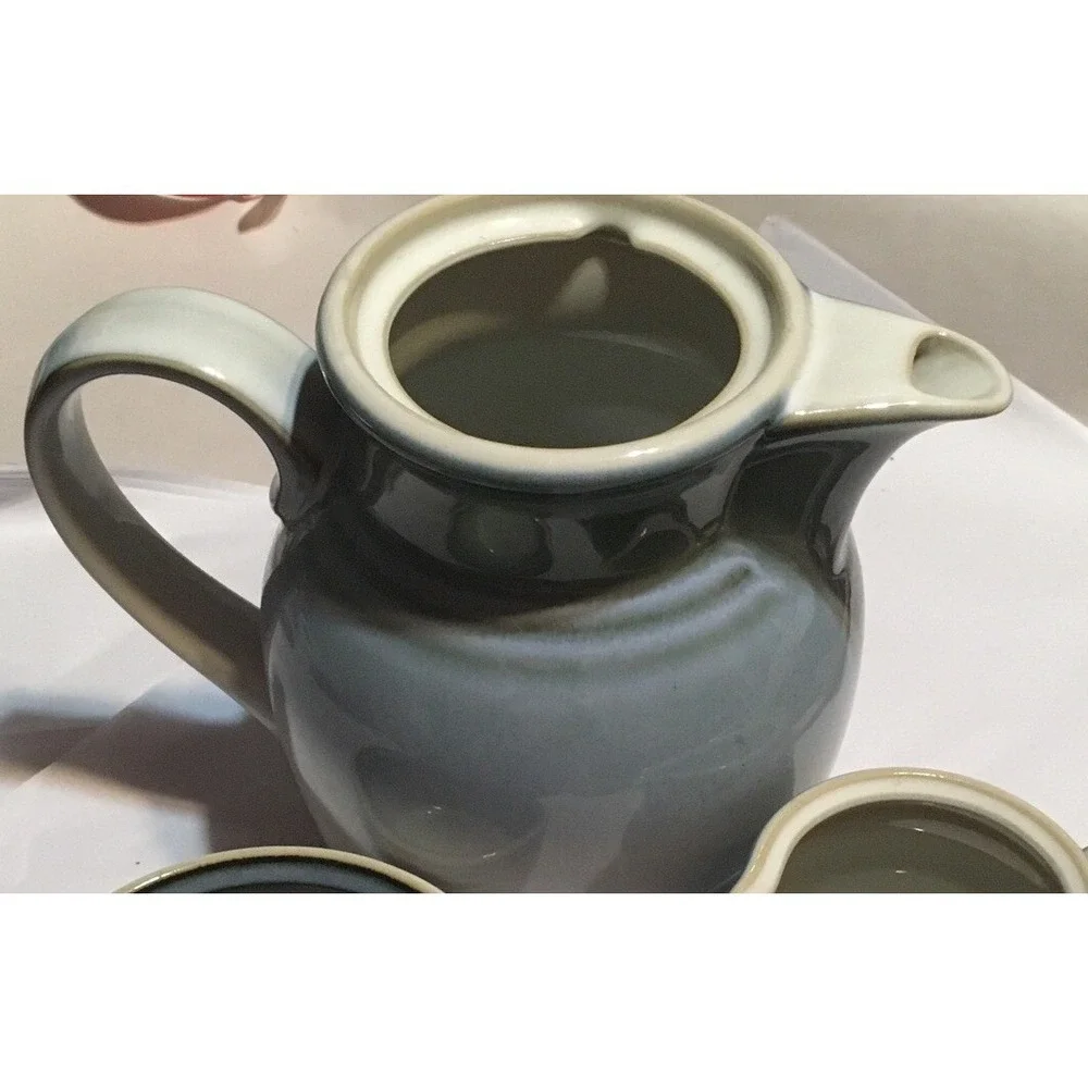 Noritake Stoneware Large Pitcher Blue White - Vtg Farmhouse - Sorcerer 8620